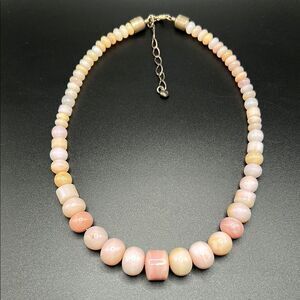 Desert Rose Trading Jay King Pink Opal Graduated Beaded Necklace Sterling Silver